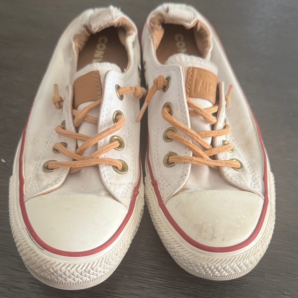 Converse White and Red Low-Top Sneakers